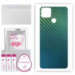 apgo kaitsev nahakleebis seljale, mis &uuml;hildub Realme 7i RMX2193-ga, &uuml;mbriskile, foolium, vin&uuml;&uuml;l &ndash; mustriga s&uuml;sinik-kameeleon CAKA1