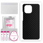 apgo Protective Skin Sticker for the back compatible with Xiaomi Mi 11, Wrap Film, Foil, Vinyl - Pattern Carbon Black