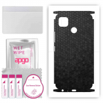 apgo Protective Skin Sticker for the back+sides compatible with Tecno Pop 4, Full Wrap Film, Foil, Vinyl - Pattern Black Honeycomb
