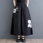Must Cotton Pluss suurus Vintage lilleline k&otilde;rge v&ouml;&ouml;koht Casual vaba Suvine laia s&auml;&auml;rega p&uuml;ksid Naiste p&uuml;ksid