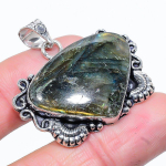 Natural Labradorite Gemstone Handmade 925 Sterling Silver Pendant 1.46 q0o60