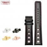 Ehtsast nahast k&auml;ev&otilde;ru Tissot Sports Racing Series PRS516 T91 1853 jaoks, pealmine kiht lehmanahk, kellarihm 20mm Chopini kellarihma jaoks gold buckle