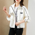 WTEMPO Naiste l&uuml;hike jope kevad- ja s&uuml;gisene avar jakk Tuulejope Naiste mood l&uuml;hike pesapallimantel, &uuml;ler&otilde;ivad S valge