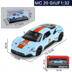 1/32 m&otilde;&otilde;tmetega m&auml;nguautomudel MC20 911 Gulf, sulamist valatud m&auml;nguasi, heli ja valgus, kogutav, s&uuml;nnip&auml;evakingitus lastele 1/32-Size:15.5*7*4cm sinine