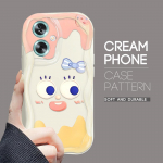 Armas koomiksimustriga kreemjas tekstuuriga korpus, lainelise servaga pehme silikoonkaanega telefoni&uuml;mbris OPPO Reno Realme jaoks OPPO A15 valge