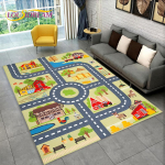 Laste m&auml;ngumatt Highway City Traffic m&auml;ngutoa ala suur vaip, vaipvaip elutoa magamistoa sisekujunduseks, lastem&auml;ngu libisemiskindel p&otilde;randamatt 230x160cm(90x62in)