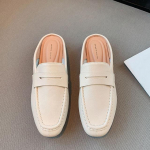Kevad Suvi Naiste Mules Slip-On Lamedad Mokassiinid Kinnise Talla Mokassiinid Moodsad Mugavad PU Nahast Tagant Lahtised Mules Slides Vabaaja Kingad 41 beež