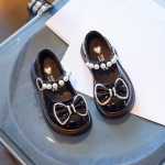 Lastele T&uuml;drukutele Pearl Bow Knot PU nahast printsessi kingad Lastele T&uuml;drukutele Pehme p&otilde;hjaga libisemiskindlad &uuml;hekordsed kingad Beebi kingad 23