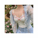 Suvine pitsiline Kawaii rihmvest naiste &otilde;huke kaar, jaapani armas, armas naiste vest Korea moedisaineri varrukateta k&auml;rbitud topid 2024 S valge