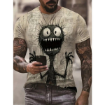 Meeste Monster l&uuml;hikeste varrukatega &uuml;mara kaelusega T-s&auml;rk - Julge graafilise uudse disainiga meestele suviseks vabaaja v&auml;lisstiiliks XL