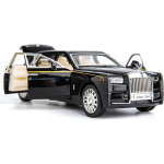 1/32 Skaala Rolls-Royce Phantom Mudelauto, T&otilde;mbemehhanismiga Tsinkisulamist M&auml;nguauto Heliga ja Valgusega Lastele Poisile T&uuml;drukule Kingitus 1/32-Size:17*5.7*4.5cm must