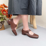 Johnature &uuml;hev&auml;rvilised ehtsast nahast ruudukujulise ninaga k&otilde;rgekontsaga kingad Retro mitmek&uuml;lgsed madala kontsaga naiste kingad 39 khaki