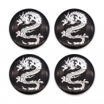 4 tk/partii 56 mm draakoni auto ratta keskosa rummu korgi m&auml;rgikleebis alumiiniumratta keskmise katte embleemi kleebised must