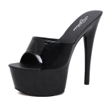 15 cm konts 5 cm platvorm, nahk Toode &Otilde;hukesed k&otilde;rged kontsad Seksikad mustad platvormiga &uuml;lik&otilde;rged sandaalid naistele 39 black