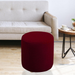 K&otilde;rge venivusega &uuml;mmargune ottomani kate elutoa hoiustamiseks, sobib istmele 9,84''-12,60'' tolli, jalatugi Red Wine Round Chair Cover