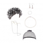 1 komplekt Vana Daami kost&uuml;&uuml;mikomplekt Pehme kohev, sile simuleeritud rollim&auml;ng hingav Halloweeni hall vanaema cosplay parukakomplekt peovarustus