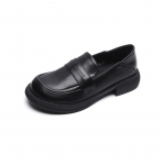 Paksu tallaga Loafers Naiste S&uuml;gis Retro Briti stiilis paksud &uuml;ksikud kingad pehme p&otilde;hjaga suur naiste kingad 34 must
