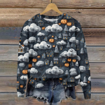 Naiste s&uuml;gisene ja talvine &uuml;mara kaelusega pikkade varrukatega topp armas 3D Halloweeni tr&uuml;kitud pullover-kampsun XXXL
