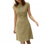 Naiste suvine kleit &Uuml;mara kaelusega l&uuml;hikeste varrukatega Puhasv&auml;rviline V-kujuline seljaosa t&otilde;mblukk A-joon, &otilde;huke, &uuml;le p&otilde;lve sobiv igap&auml;evane minikleit t&ouml;&ouml;lk&auml;imiseks M