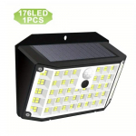 4 tk 176 LED p&auml;ikeseenergiaga v&auml;lisvalgustid p&auml;ikeseenergial t&ouml;&ouml;tavad liikumisanduri tulvavalgustid IP65 veekindlad 3 režiimi seinavalgustid v&auml;lisveranda jaoks 1PC