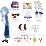 Ganyu Cosplay M&auml;ng Cosplay Kost&uuml;&uuml;m Jumpsuit peakattega Sarv Gan Yu Parukas Halloween Ganyu Cosplay Kost&uuml;&uuml;m L-(Costume+Wig)