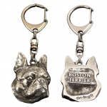 Boston Terrier, American Gentleman - Silver-plated key ring with a dog in a gift box, handbag decoration, backpack pendant by Art-Dog brand