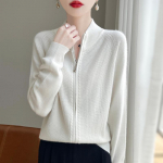 Naiste ka&scaron;miirkardigan Qinghe ka&scaron;miir 30% ka&scaron;miir 70% vill s&uuml;gis-talvine ka&scaron;miirkardigan pehme ja soe XXL valge