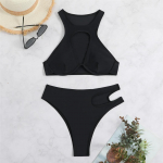 Uus Seksikas V&auml;ljal&otilde;igetega Kaarikutega V-kaelusega Bikiini Naiste Ujumistrikoo Naiste Ujumisr&otilde;ivad Kaheosaline Bikiinikomplekt Ujuja Ujumisriided Ujumine S must