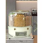 360 kraadi p&ouml;&ouml;rlev riisi jaotur, suletud kuiva teravilja &auml;mbriga dosaator niiskuskindel k&ouml;&ouml;gitoidu konteineri hoiukarp roheline