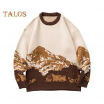 S&uuml;gis Talv Meeste Kampsun Tie-dye Lumem&auml;e Mustriga V&auml;rvide Sobitamine &Uuml;mara Kaelusega Kudum Paks Pikkade Varrukatega Soe Vabaaja Meeste Kudumid L kohv