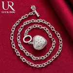 925 Sterling h&otilde;be romantiline s&uuml;damekujuline kaelakee Moodsad pulmaehted 50cm   2.30*2.10cm
