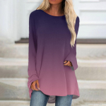 Naiste mood vabaaja T-s&auml;rk Gradient pikkade varrukatega, kaelus, keskmine pikk &uuml;laosa M lilla