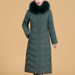 Suures suuruses XL-6XL Keskealine naine pikk mantel Talvine Paks Soe Mantlid Kapuutsiga Elegantne Kunstkarusnahast krae lahtised naistejoped XL roheline