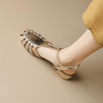 mood Uued 2024 naiste sandaalid ehtsast nahast kitsa rihmaga madala kontsaga pidulikud kingad h&otilde;bedased pulmakingad kuldsed suvi 36 kuld