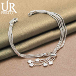 925 h&otilde;bedane mitme ussiga kett S&uuml;damekujuline ripats k&auml;ev&otilde;ru Moodsad pulmaehted 20CM