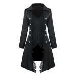 Naiste pitstrimmel Vampiir gooti pikk jope smokingu frakk Halloweeni kleit, mantel Steampunk XXXL must