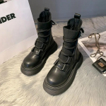 Mood 2024 Mood poolsaapad Naiste s&uuml;gistalv elastne kudumine l&uuml;hikesed saapad Paksu tallaga sisemine suurendamine naiste mootorratta Botas 35 must