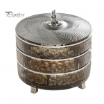 Kolmekihiline jaotatud mutriga serveerimisalus kaanega 360 kraadi p&ouml;&ouml;rlev l&auml;bipaistev plastikust suupistevaagnakonteiner BPA-vaba kuivatatud puuviljade hoiukoht Triple Layer hall