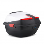 Mootorratta tagumine &uuml;lemine kast veekindel mootorratta t&otilde;ukeratta sabakast pagasiruumi suur mahutav lukustatav kandekott mopeedile valge