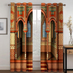 Luksuslik moslemi ramadaani festivali Rooma postvarjundiga kardinate aknakardinate komplekt elutoa magamistoa dekooriks 2 t&uuml;kki tasuta saatmine W100H240(CM)x2pcs&HOOK