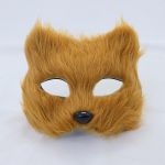 1 tk Halloweeni cosplay peokost&uuml;&uuml;m isetehtud aksessuaarid kunstkarusnaha rebasemask karvane poole n&auml;oga simuleeritud loomakassimask kollane