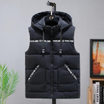 S-8XL Plus Size meeste varrukateta jakk Talvine vabaaja kapuutsiga puuvillane polsterdatud varrukateta vest Mehe soe kamuflaaž vest XL must