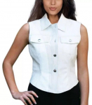 Valge Stiilne Naiste Nahkvest Mantel Talvine Vest Fantaasiapidu Lambanahk 3XL valge