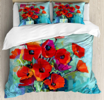 Lilleline tekikott moonidega Elavad kroonlehed Pungad Pastoraalne puhtus Looduskujundus Dekoratiivsed voodiriided Punane Roheline naistele t&auml;iskasvanutele 140x210cm 2pcs