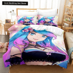 3D Anime Seksikad T&uuml;drukud Silvervale VTuber Voodipesu Komplekt &Uuml;he Twin T&auml;is Queen King Suurusega Voodikomplekt T&auml;iskasvanu Laste Magamistuba Tekikoti Komplektid EU single(135x200cm)