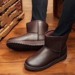 Meeste 2023. aasta talvised veekindlad PU-nahast lumesaapad sametvoodriga - trendikad unisex puuvillased Martini saapad 42 male size pruun