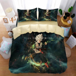 Anime Dragon-Ball Voodipesukomplekt, Goku tekikott, Tekk, Voodikate, Super Saiyani Voodipesukomplekt T&auml;iskasvanutele, Lastele 155x220cm 3pcs