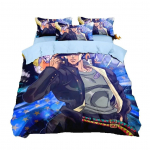 Anime JoJo Bizarre Voodipesu Komplekt, Seiklus Jotaro Kujo Voodipesu Komplekt, JoJo Tekikate Padjap&uuml;&uuml;r Voodi Poisid T&auml;iskasvanud EU single(135x200cm)