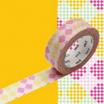 Masking tape damier - Rose et jaune - 1,5 cm x 7 m