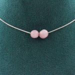 Pierres et Min&eacute;raux. Collier 2 perles Kunzite du Br&eacute;sil. Chaine en acier inoxydable Collier femmes, hommes. Taille personnalisable.